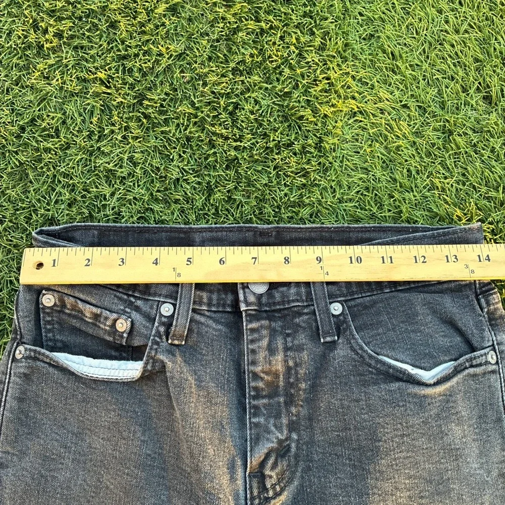 Levis 502 Original Fit 28x27 Jeans Faded Black Button Fly Straight Leg Denim Y2K